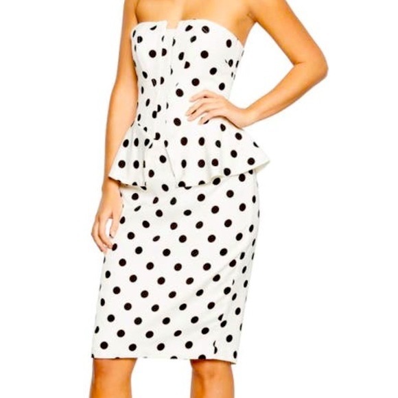 Bardot Strapless Dot Dress - Picture 1 of 3